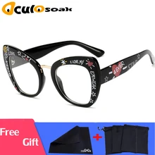 Черные печатные буквы сексуальные модные глаз кошачий глаз дизайнерские бренды люксовые большие очки кошачьи оправы для очков для женщин женские oculos