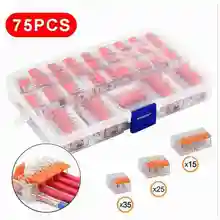 Abrazadera de bloque de alambre para Conectores eléctricos, Cable de Terminal de Cable reutilizable, Terminal de lámpara de mejora para el hogar, 75x, Wago 221