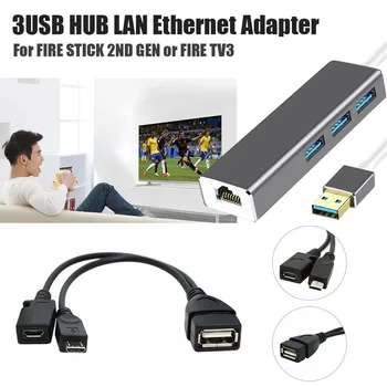 

USB HUB 3USB HUB LAN Ethernet Adapter OTG USB CABLE for FIRE STICK 2ND OR FIRE TV3 For Windows XP/Windows 7 Mac#G2