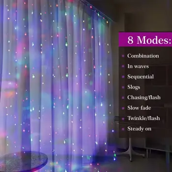 

3m LED Fairy Lights Garland Curtain Lamp Remote Control USB String Lights New Year Christmas Decorations Bedroom Window Decor