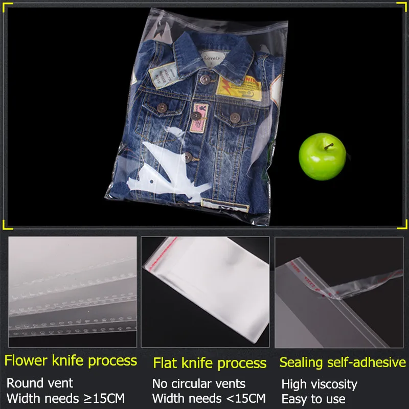 Cellophane Bags 100pcs Multiple Size Clear Self-adhesive Self Sealing Small Plastic Bags For Candy Packing Resealable