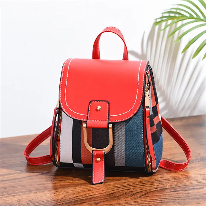 PUIMENTIUA рюкзаки женские кожаные рюкзаки женские школьные сумки для подростков девочек Дорожная сумка в стиле ретро рюкзак Sac A Dos - Цвет: red