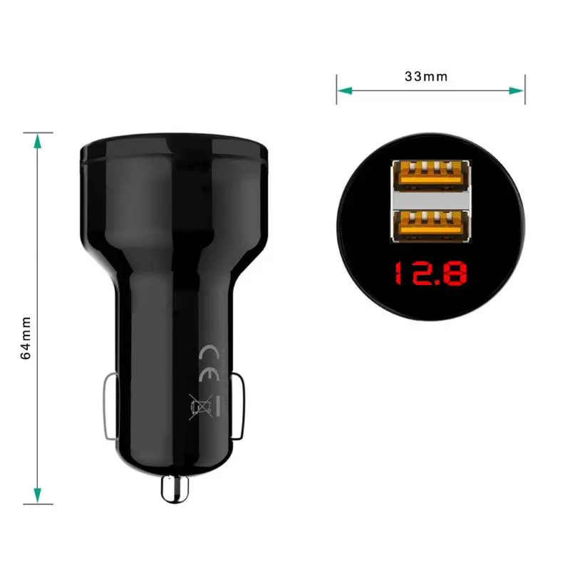 12V/24V Dual Ports 3.1A USB Car Cigarette Charger Lighter Digital LED Voltmeter Power Adapter for Mobile Phone Tablet GPS