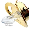 White Pacifiers Evil Eye With Chain Clip Newborn Silicone Pacifier Gold Bling Infant Nipple BPA Free Baby Chupetero 4