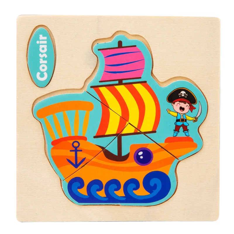 Miniature 3D Wooden Cartoon Animal Puzzle Board for Kids - Early Learning Educational Toy Gift