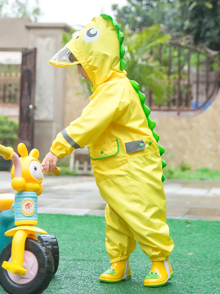 Waterproof Nylon Raincoat Jacket Kids Yellow Overall Survival With Hood Impermeabile Pioggia Rain Suit JJ60YY | Дом и сад