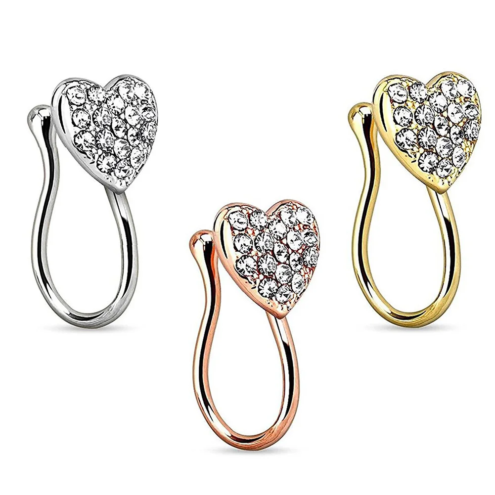 Stainless Steel Heart Clip On Nose Ring Star Fake Nose Piercing Clip On Cross Fake Jewelry Faux Piercing Nez 1Piece