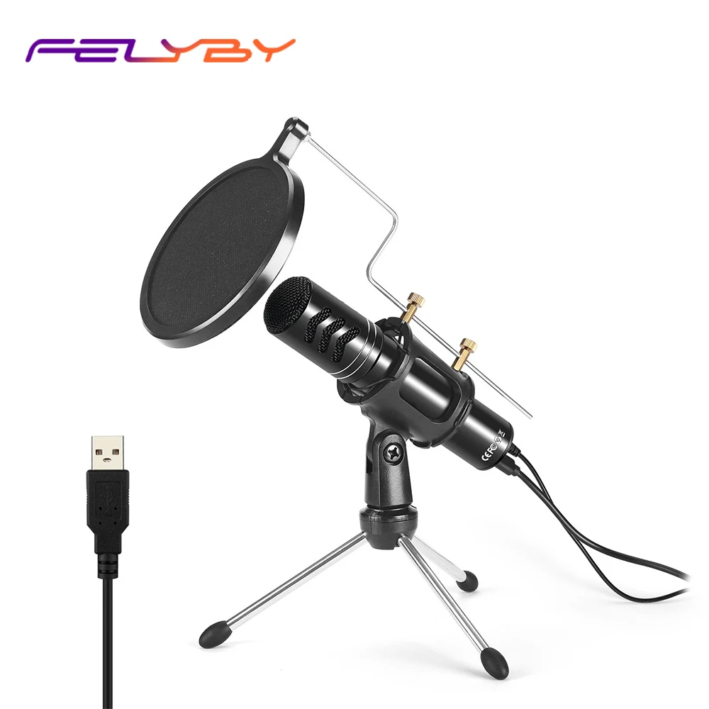 Компьютер FELYBY AK-8 USB конденсаторный Студийный микрофон для