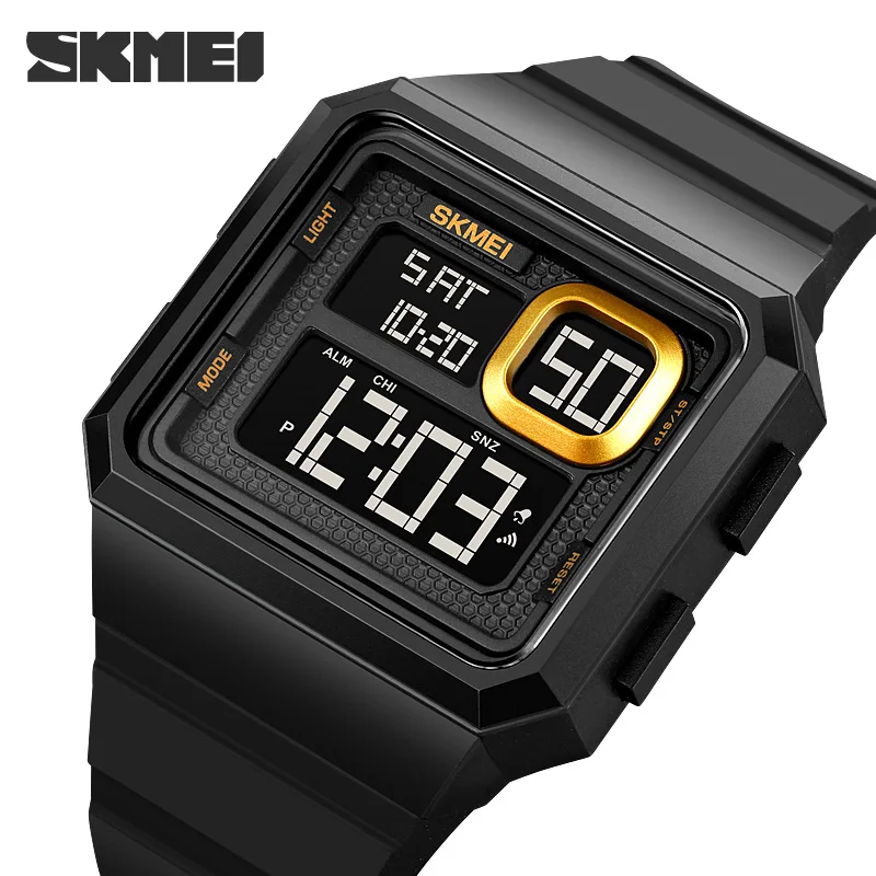 SKMEI New Fashion Simple Design Digital Watch For Men Waterproof 2Time Led Light Display Alarm Clock Electronic Countdown | Наручные часы