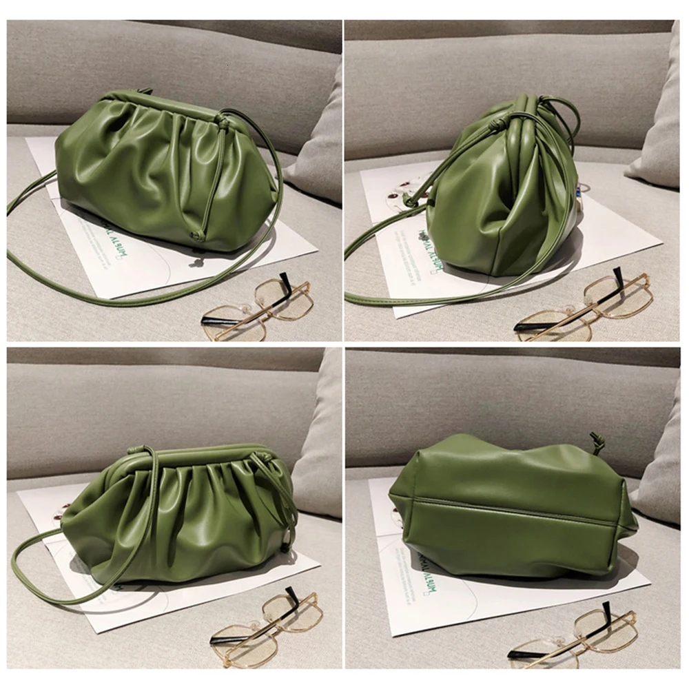Fashion Brand Cloud-wrapped Soft PU Leather Small Bag Shoulder Slant Dumpling Bag Handbag Day Clutches Messenger Crossbody Bag