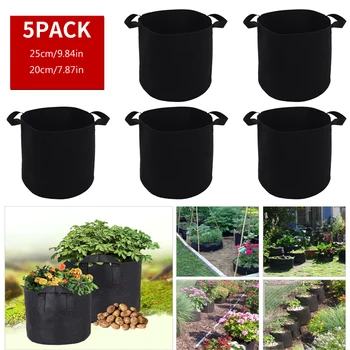 

Spain Fast Shipping 5PCS Plant Seedling Grow Bag Pot Home Garden Tool Potato Fabric Vegetable Jardin Seedling Growing Pot
