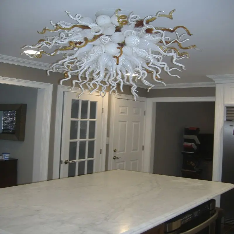 Newest Blown Glass Chandelier Amber White Custom Art Glass Chandelier Lightings