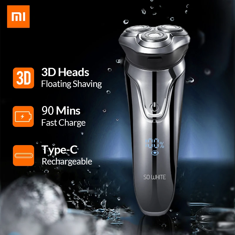 

Xiaomi men's razor electric razor men's beard trimmer three knife head floating body waterproof LCD digital display