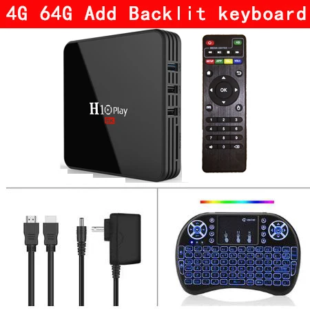 H10 PLAY Android 9,0 Smart tv Box 4 Гб 64 Гб 32 Гб Allwinner H6 четырехъядерный 6K H.265 2,4 ГГц Wifi приставка Android box PK MX10 PRO - Цвет: 4G 64G Add keyboard