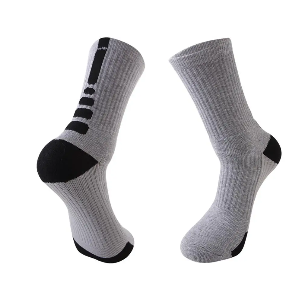 Мужские баскетбольные носки, утолщенные Носки в форме лодки, средней длины, профессиональные, для улицы, для бега, шерсть, петля, хлопковые спортивные носки - Цвет: Gray black