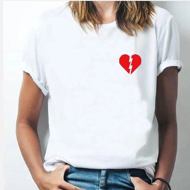 Than Heart Women's T-shirt Harajuku Love T Shirt Women Fashion Ladies Black Graphic T Shirts Women 2022 New Summer Femme Clothes JW318