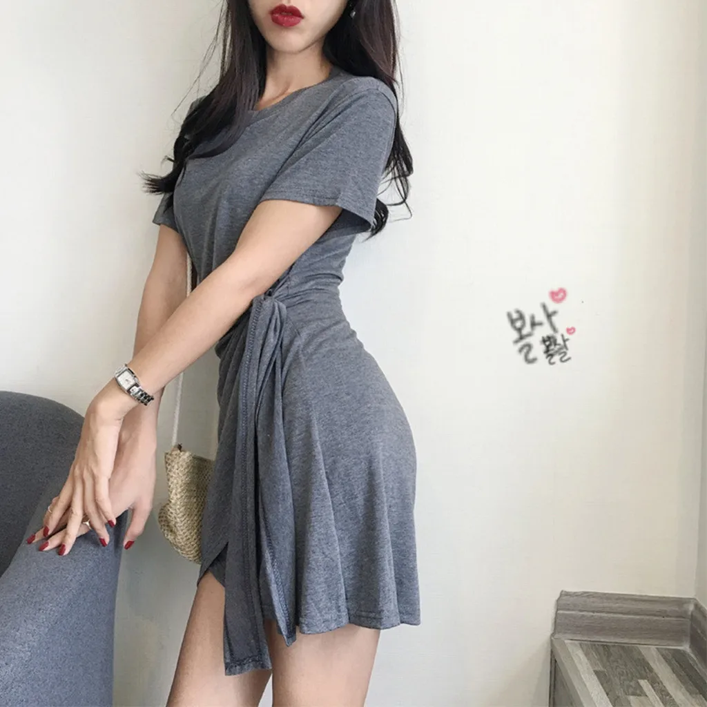 Jaycosin Romance Elegant Mini Dresses Women 2020 Summer O Neck Solid Ladies Street Beach Leisure Vacation Short Dresses Mujer227