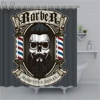 

Vintage Barber Shop Shower Curtain Pub Store Shop Bathroom Art Decor Waterproof Eco-freindly Fabric Bath Curtain Shower