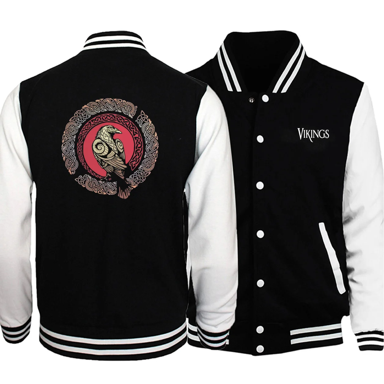 

Viking TV Show Baseball Jacket Ragnar's Raven Coat Men Fashion Design Jackets Male Autumn Winter Sweatshirt Men large size 5XL