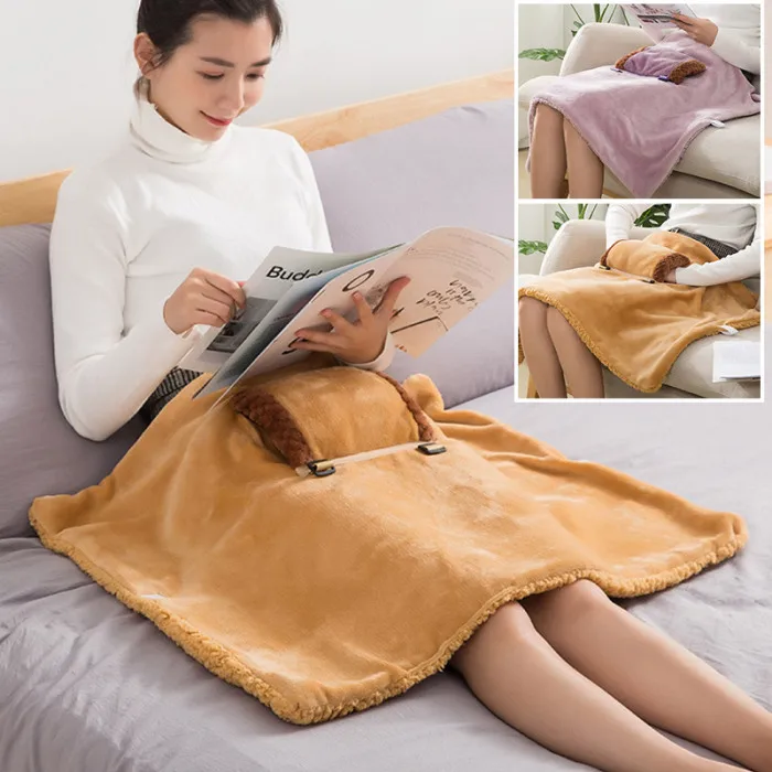 Soft Heated Shawl Electric Warming Heating Blanket USB Powered Winter Pad Portable with Slots OCT998