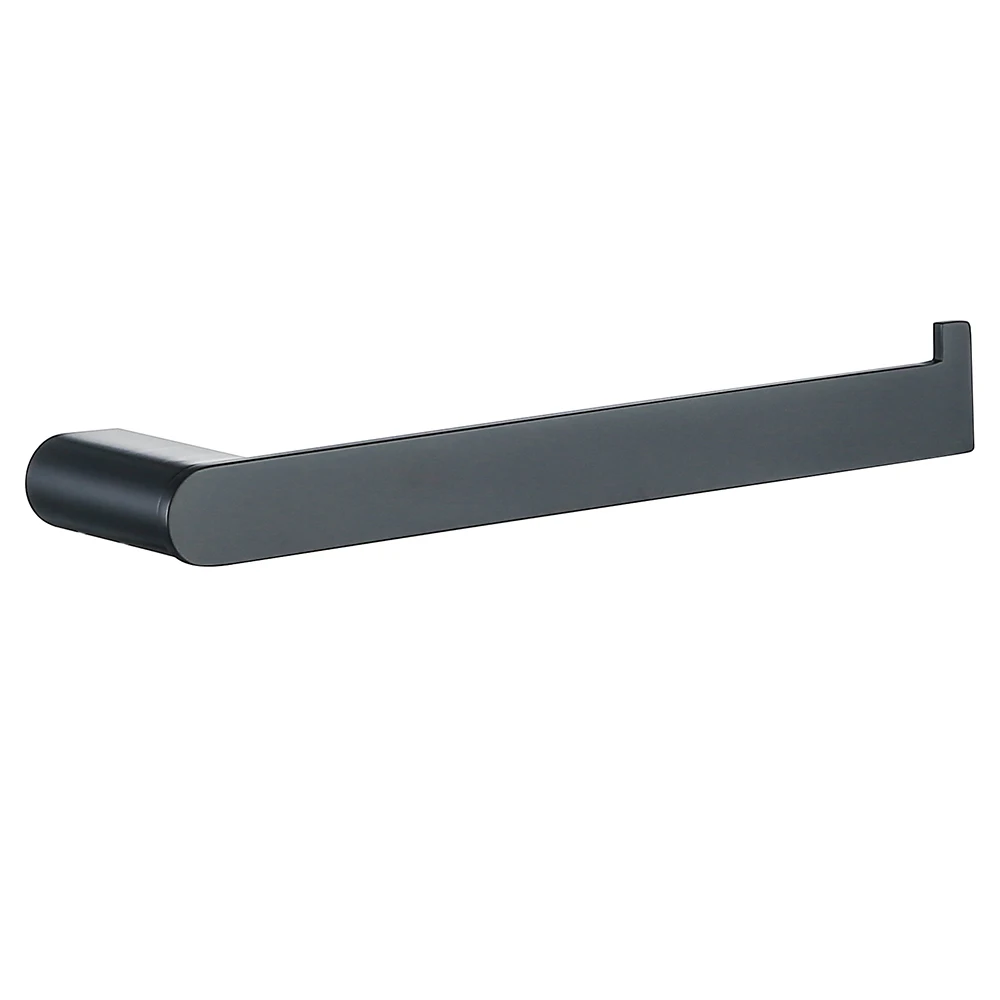 Sleek Black Bathroom Accessories Set - Robe Hook, Towel Rail, Shelf, Tissue Holder & Toothbrush Organizer