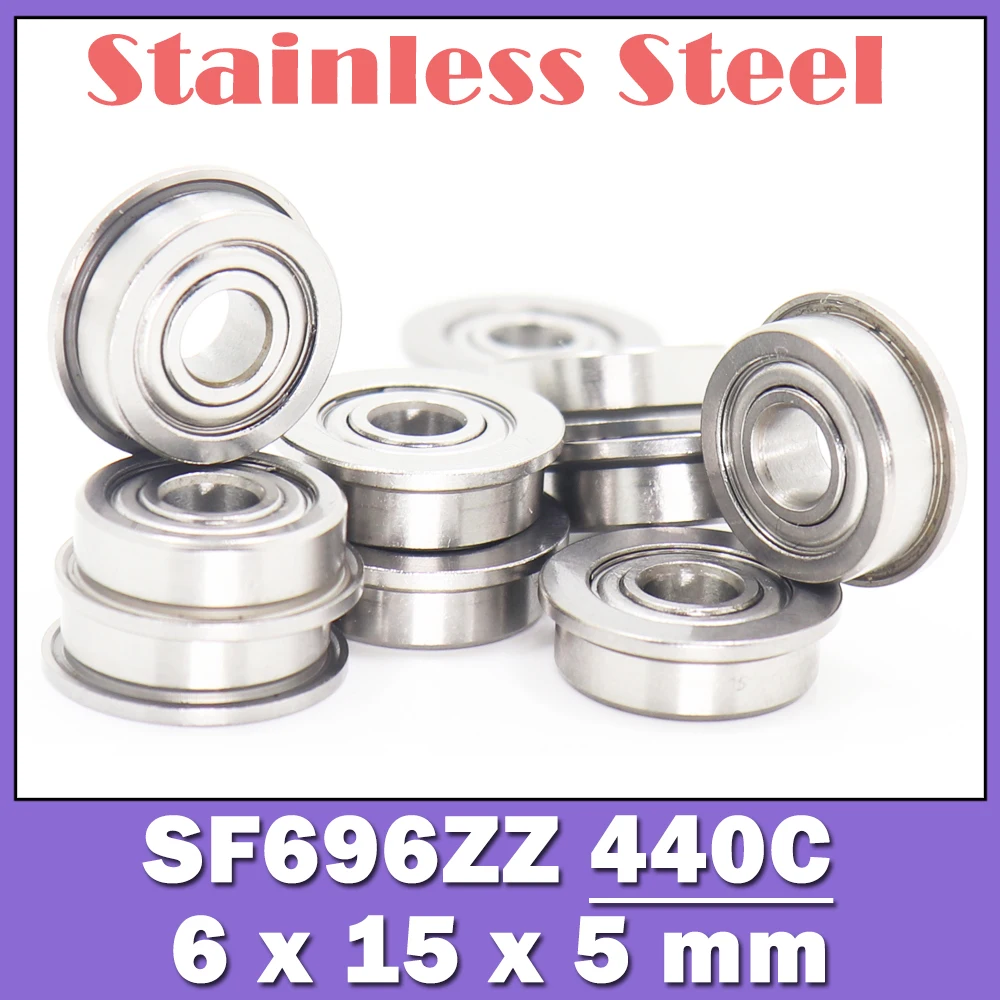 SF696ZZ Flange Bearing 6*15*5 mm ( 10 PCS ) Double Shielded Stainless Steel Flanged SF696 Z ZZ Ball Bearings SF696Z F696 Z hot sale 10pcs shielded ball bearing 6700zz bearings 10x15x4 mm 6700zz steel metal shielded ball bearings thin wall roller