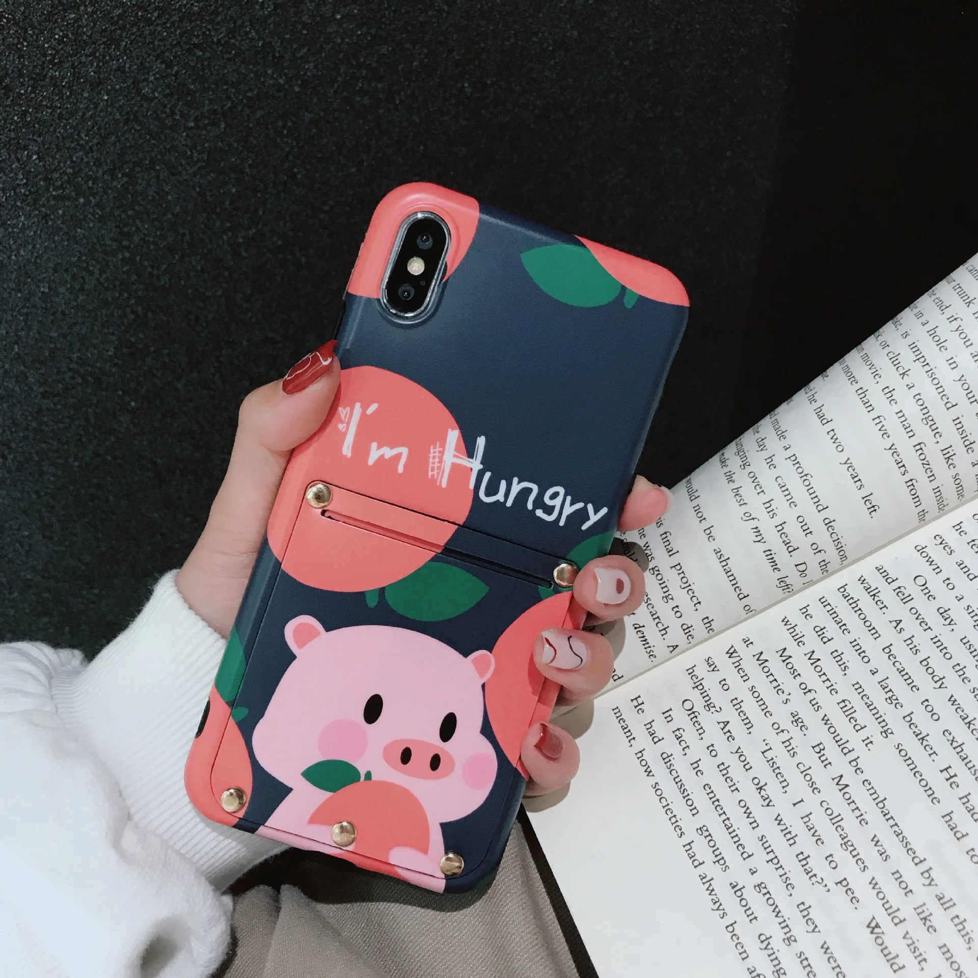 

Cartoon GIRL'S Purse iPhone Xs MAX Phone Case Applicable iPhone 8 7-6 Plus Card Instert Soft Case XR