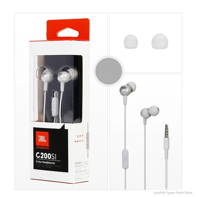 JBL C200si Earphones 3 5mm Wired Sports Music Headset Gym Gaming Earbuds Deep Bass line Control with Mic for iPhone Android