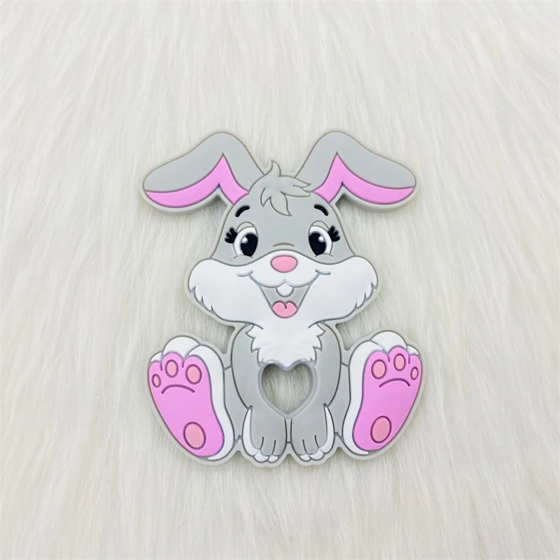 1pcs Cartoon Rabbit Baby Teeether Animal Beads DIY Rodent Silicone Teething Toy Nursing Gift Accessories 3
