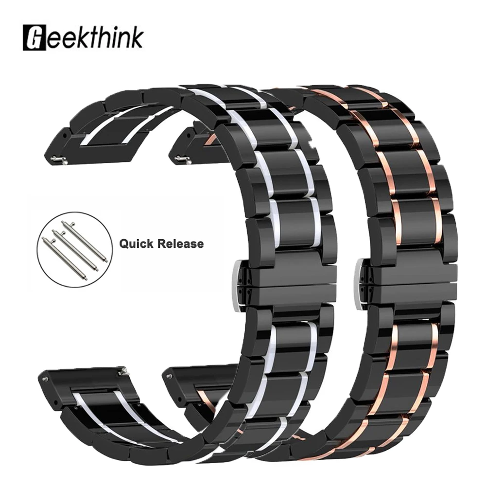 

20mm 22mm 24mm Luxury Ceramic band For Samsung active 46/42 Watch For Amazfit Pace/Stratos 2 /Bip Smart Watch ceramic strap