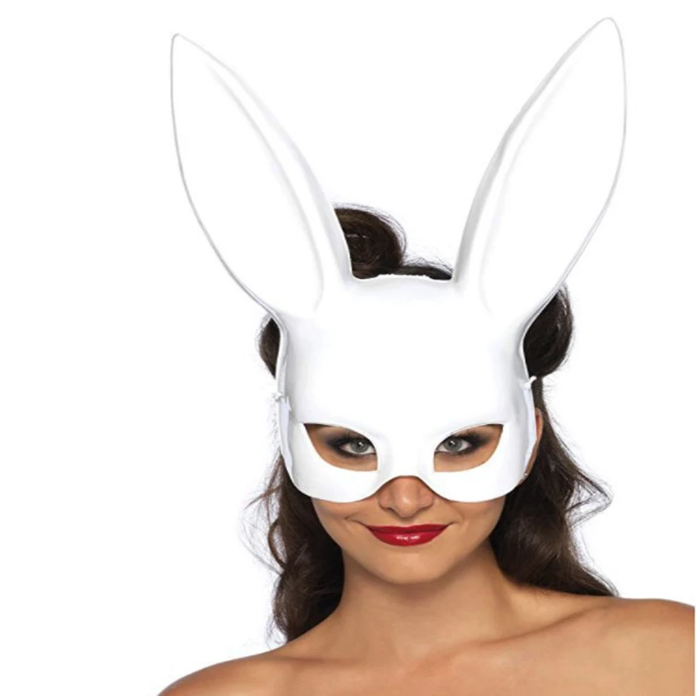 Черная маска для женщин и девочек с заячьими ушками; милые длинные уши кролика; Маска для связывания; маскарадный костюм на Хэллоуин; карнавальный костюм; реквизит; D40