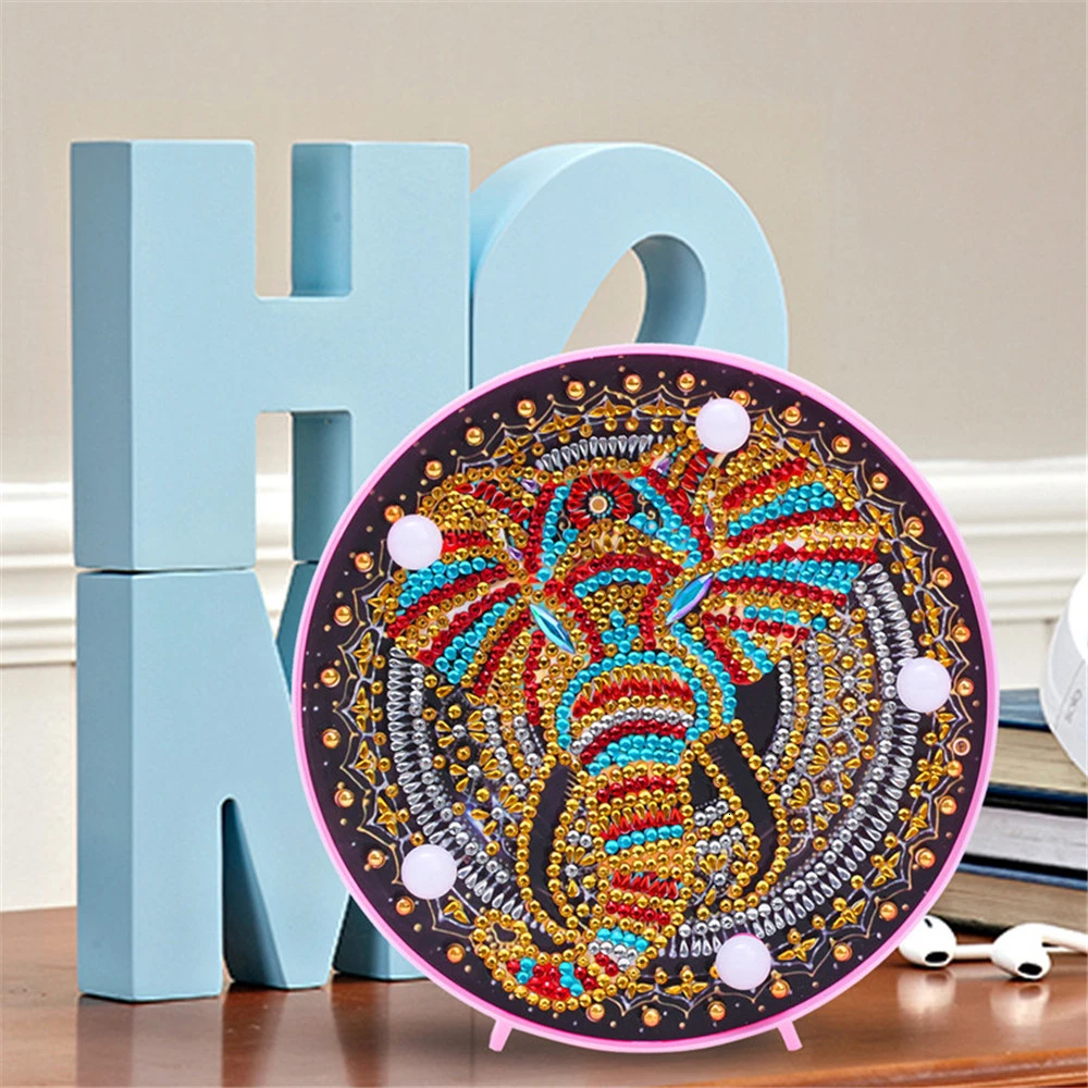 HUACAN 5D DIY алмаз живопись светодиодный светильник Снеговик особой формы мозаика вышивка Сова незавершенный комплект Рождественский подарок