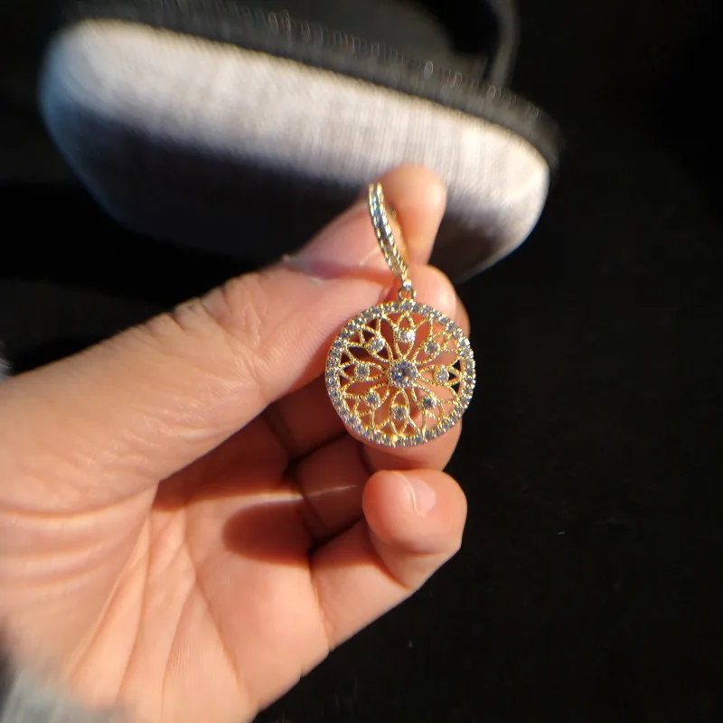 Новая мода S925 Серебряные серьги-кольца с игольчатой пряжкой микро мозаика AAA+ циркониевые филигранные круглые серьги с подвеской для женщин