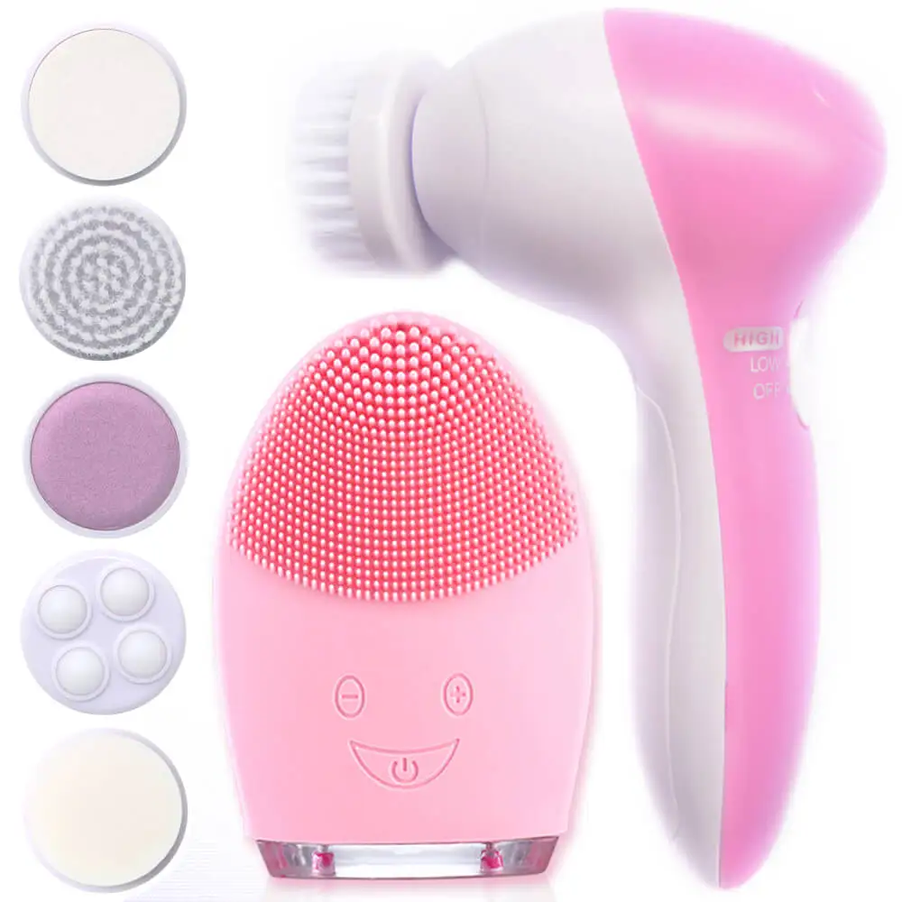 

5 in 1 Electric Facial Brush Washing Face Cleaning Machine Min Silicone Skin Pore Cleaner Body Massager Facial Vibration Tool