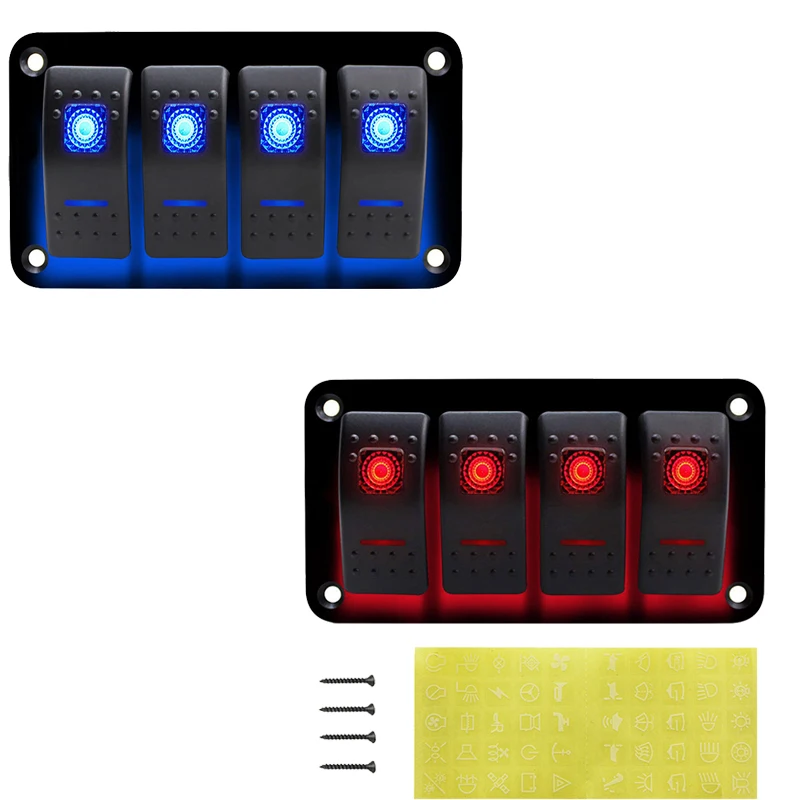 Панель переключателя включения-выключения с наклейками, водонепроницаемый светодиодный переключатель для автомобиля, лодки, грузовика, кемпера, аксессуары