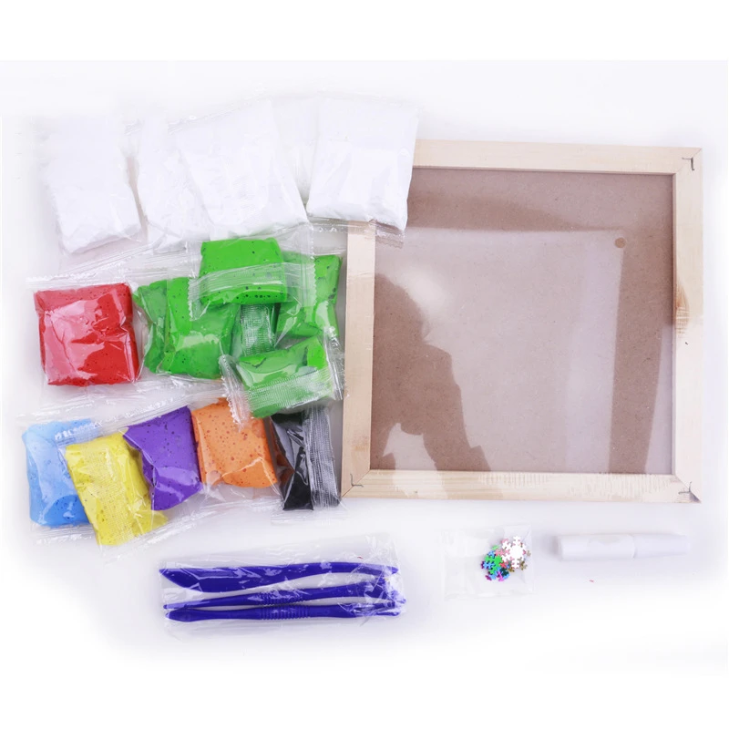 Детские игрушки сделай сам фоторамка из глины набор 3D Красочный милый Санта