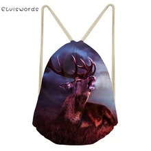 ELVISWORDS/Модный женский рюкзак на шнурках для путешествий, пляжная обувь с изображением оленя, с карманами, мини-органайзер для девочек, новинка года