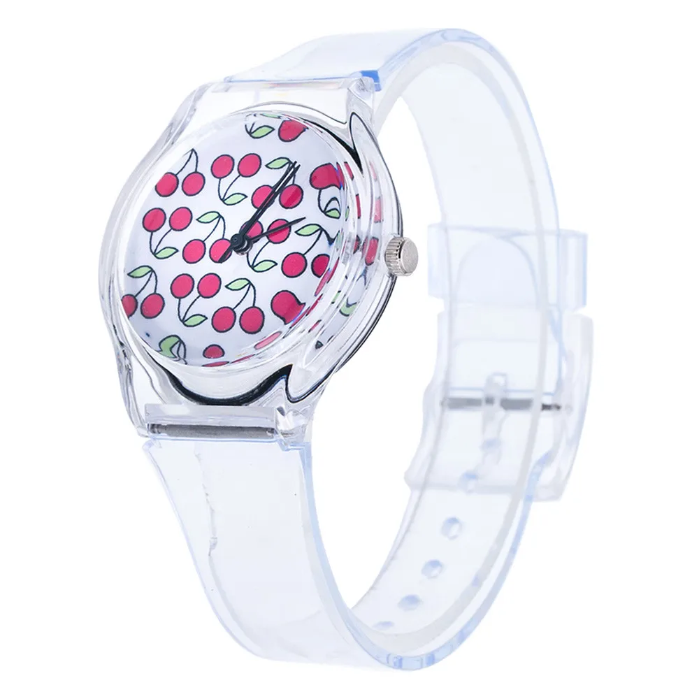 Children's watch cute pattern dial student Korean version of the transparent girl popular Christmas exquisite gift watch часы 03