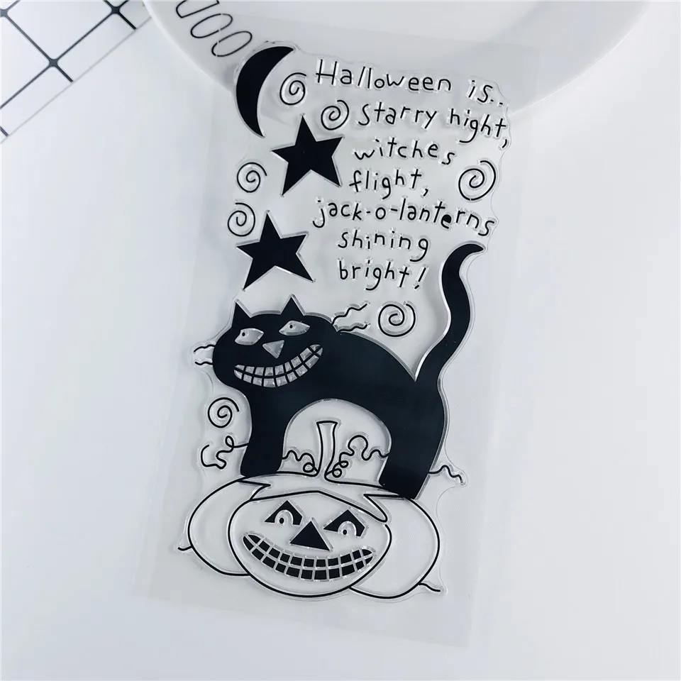 11*20 Хэллоуин кошка прозрачные штампы/печать для DIY Скрапбукинг сладкий резиновый штамп настроения фотоальбом изготовление карт