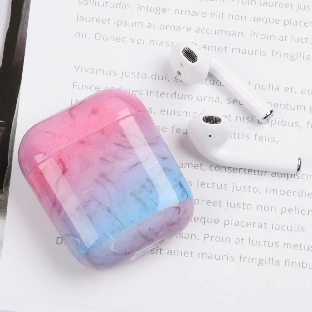 Для AirPods чехол роскошный цветной мраморный защитный жесткий чехол для apple Air pods 2 чехол Bluetooth беспроводной чехол для наушников fundas