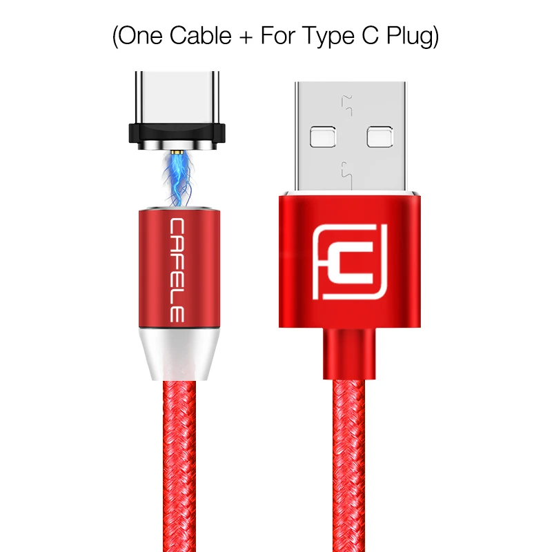 CAFELE светодиодный магнитный usb-кабель с магнитной вилкой USB type C Micro usb IOS разъем для iPhone Xs Xr X 8 7 6 Plus 5 SE huawei xiaomi samsung - Цвет: Red Type C