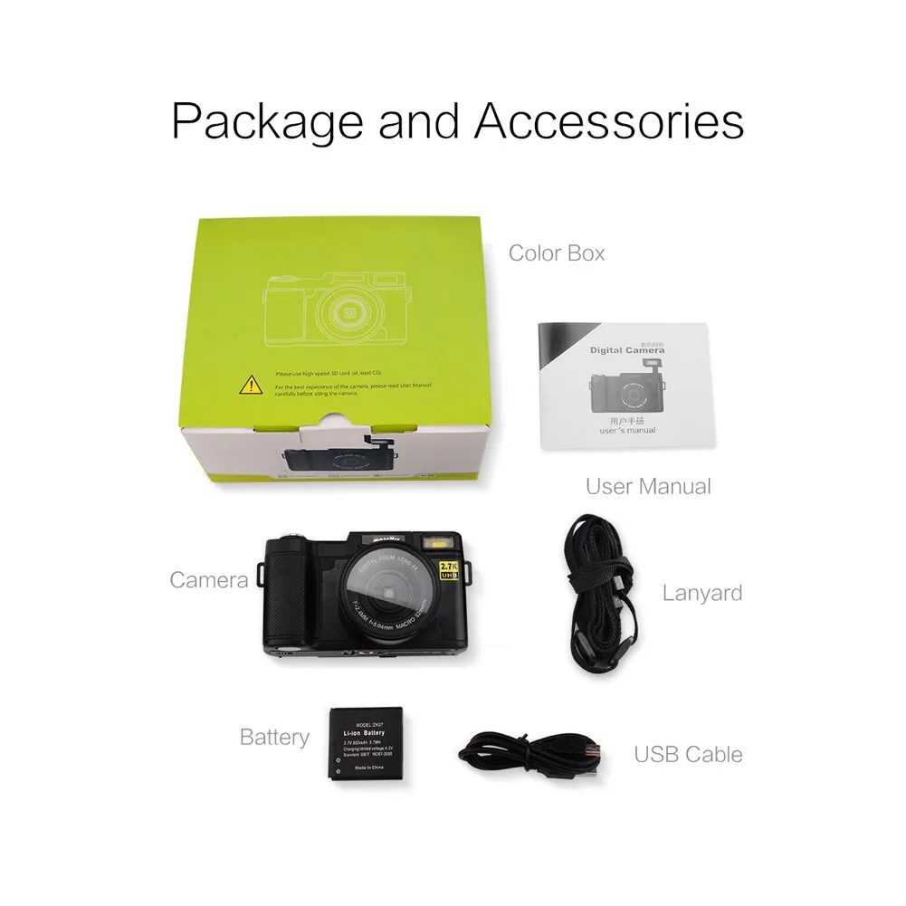 

Digital Camera Camcorder HD Display 3 Inch Portable 4x Zoom with Flip Screen PUO88