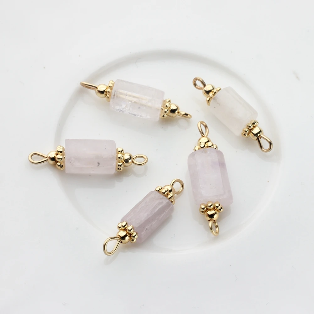 Kupfer Natürliche Stein Charms Zylinder Doppel Loch Barrel Perlen Anschlüsse 2 stücke Für DIY Halskette Schmuck Zubehör – Detail 20