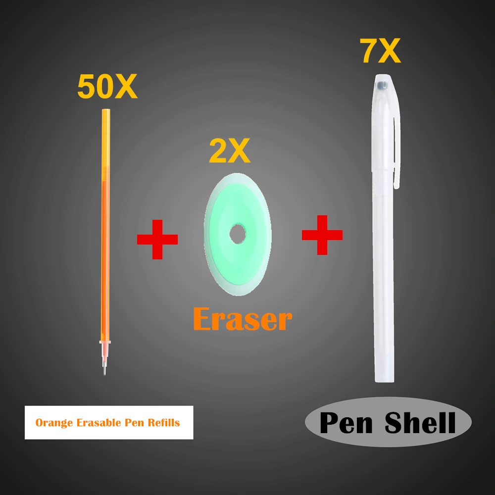 59PCS Erasable Pen Refill Set Pen Shell Washable Handle 0.5mm 7colors ink Erasable Pens Refill Rod For School Office - Цвет: 59PCS Orange