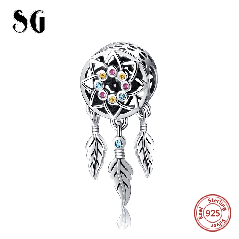 Dreamcatcher 100% 925 Sterling Silver Beads Charm Suitable for Pandora Bracelet Women Fine Jewelry Free Shipping | Украшения и