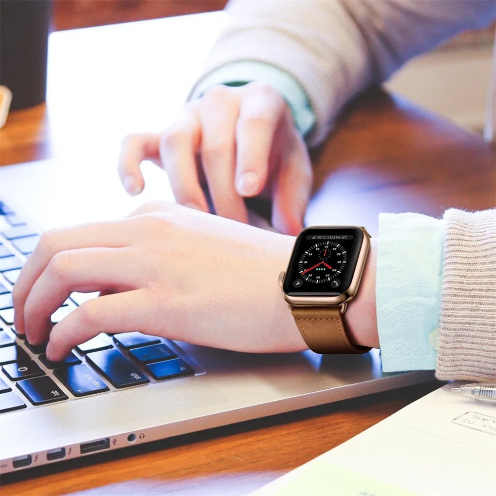 Ремешок из натуральной кожи для apple watch band 42/38 мм браслет 4 44/40 iwatch series 3/2/1|Ремешки