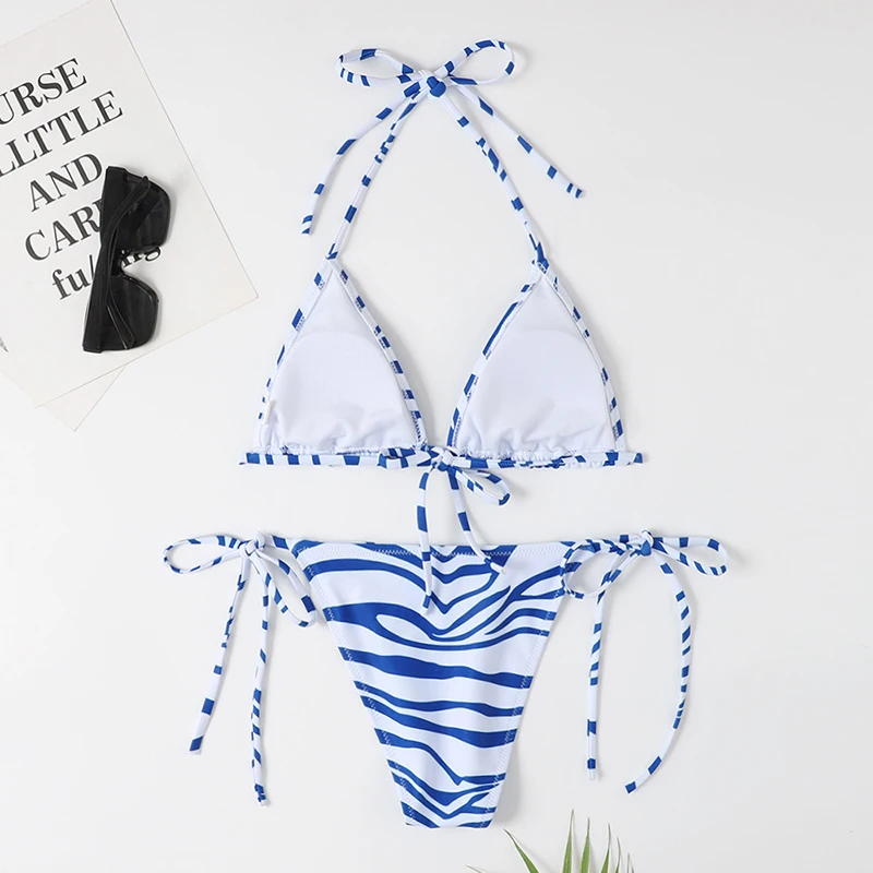 Micro Bikini New Women Swimwear Striped Bikini Set Sexy Halter Swimsuit Female Two Piece Biquini Beach Wear Bathing Suit Bather push up bikini set