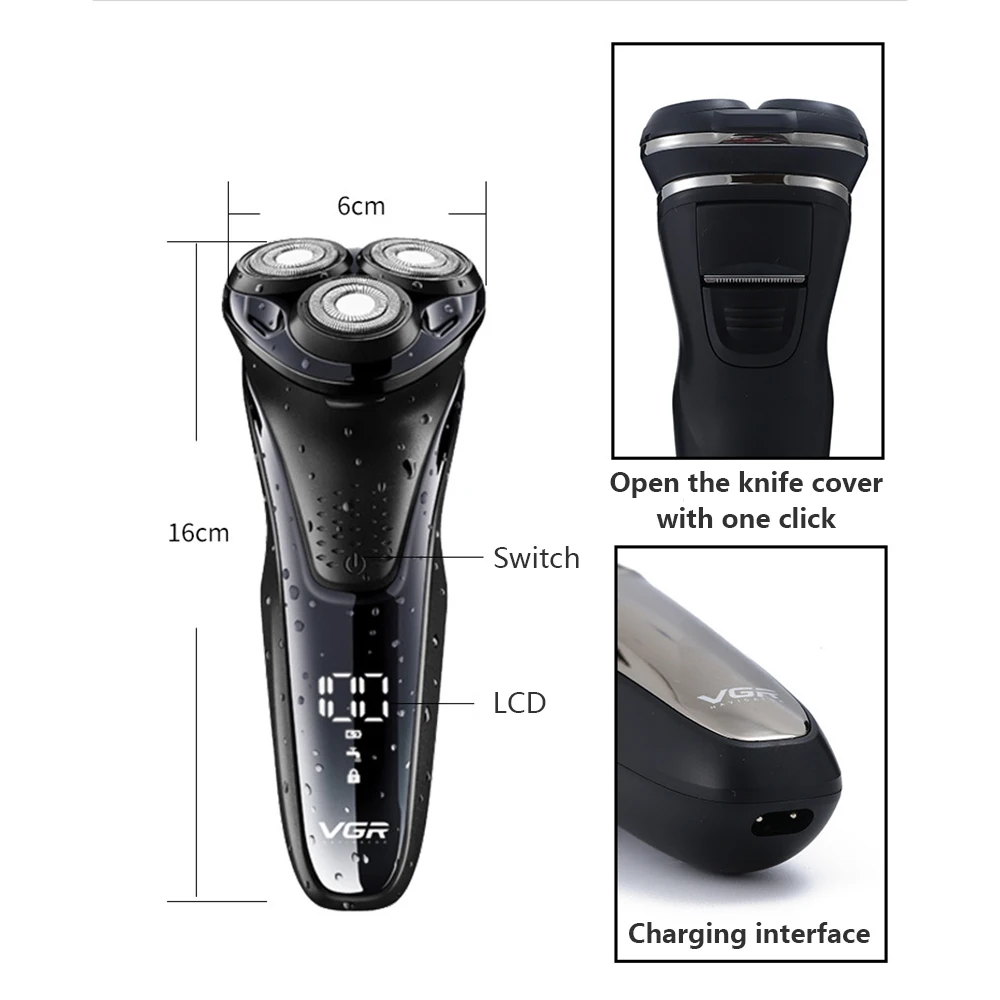 Vgr V-306 Бритва для лица бритва Enchen BlackStone 3D электробритва для мужчин моющаяся перезаряжаемая USB машинка для бритья бороды