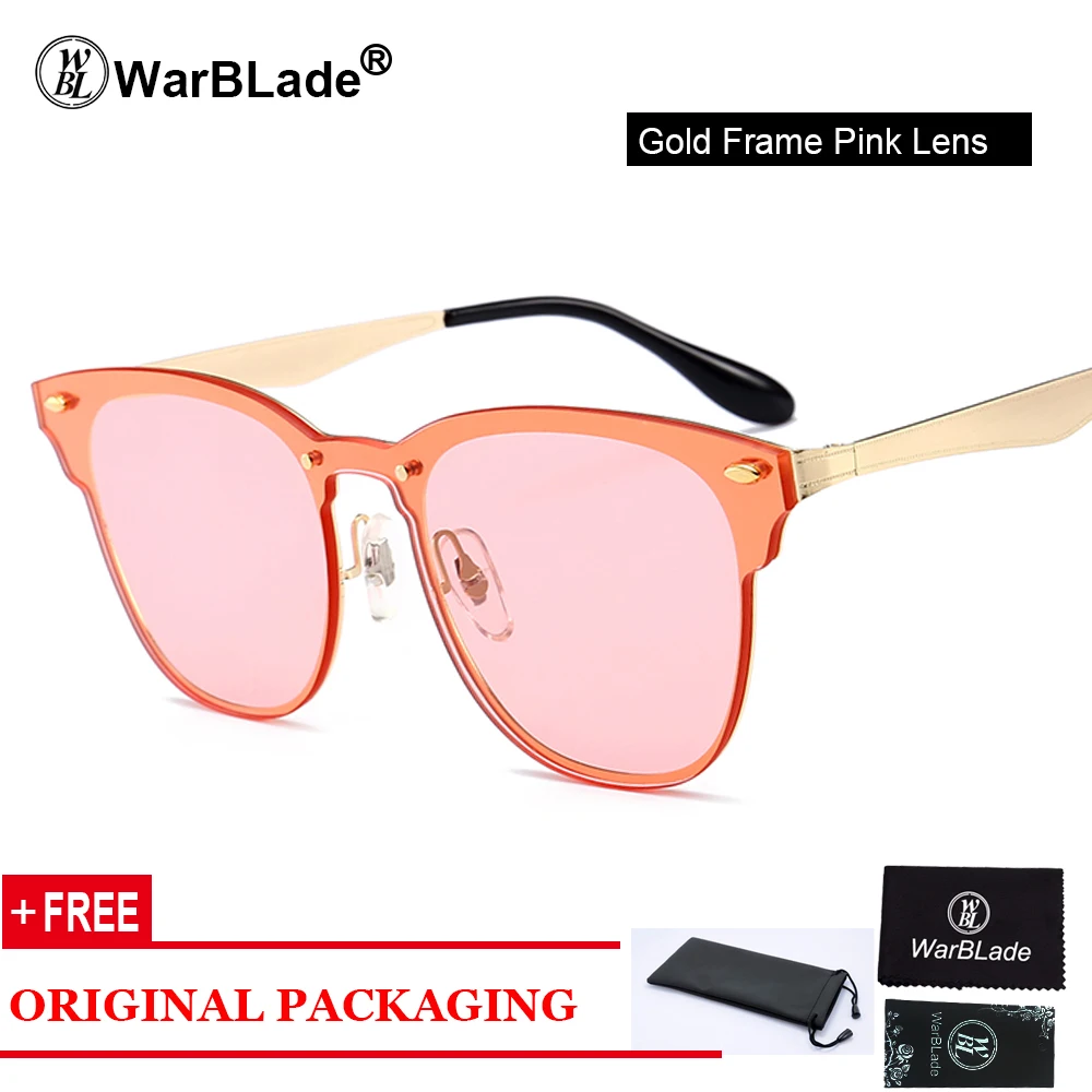 gold pink WarBLade очки океанские солнцезащитные очки Аксессуары женские мужские солнцезащитные очки без оправы для мужчин классические очки - Цвет линз: gold pink