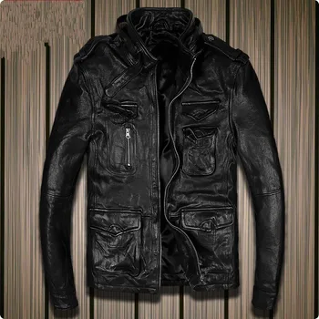 

2020 Korean Style Mens Sheepskin Genuine Leather Short Jackets Biker Slim Fit Male Coat Jaqueta De Couro Masculina Blouson Moto